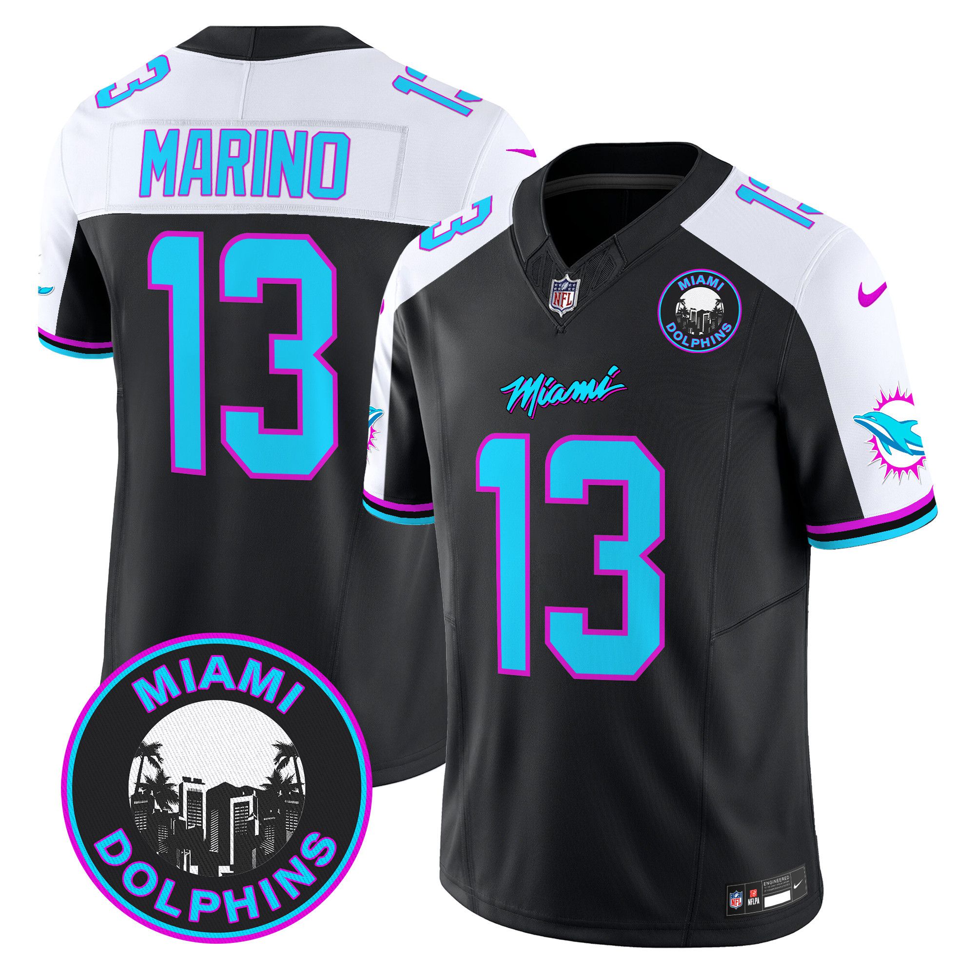Men Miami Dolphins 13 Marino Black 2024 Nike Vapor Limited NFL Jersey